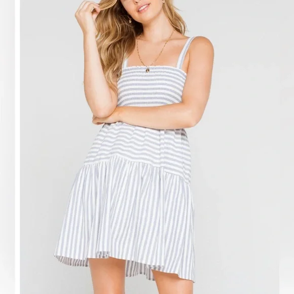 Urban Outfitters | Dresses | Urban Outfitters Blue White Striped Smocked  Babydoll Dress Nwt | Poshmark